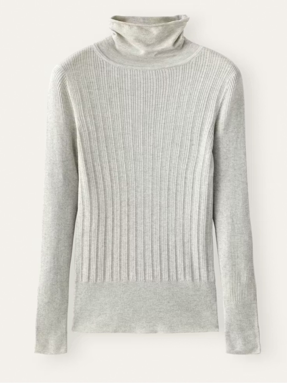Poetry Silk & Cashmere Blend Ribbed Sweater Ecru Grey - Picture 2 of 5